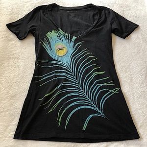 🖤 Moteph Peacock Feather V-neck T-shirt - XS